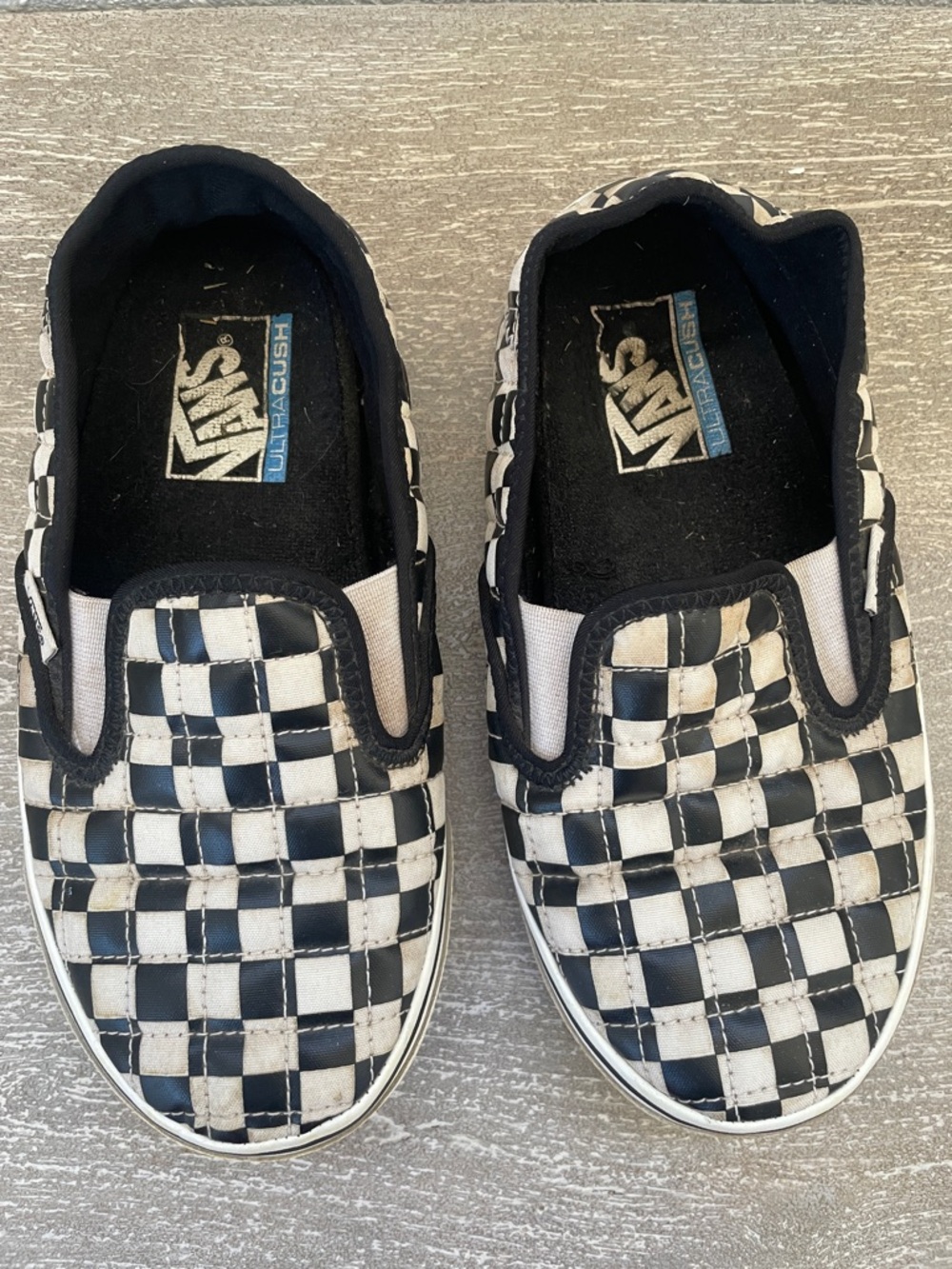 Vans Cush Slip-On Checkerboard Sneakers - Black & White